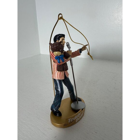 Elvis Presley "Teddy Bear" Ornament Figurine With Microphone & Brown Teddy Bear - Picture 3 of 4